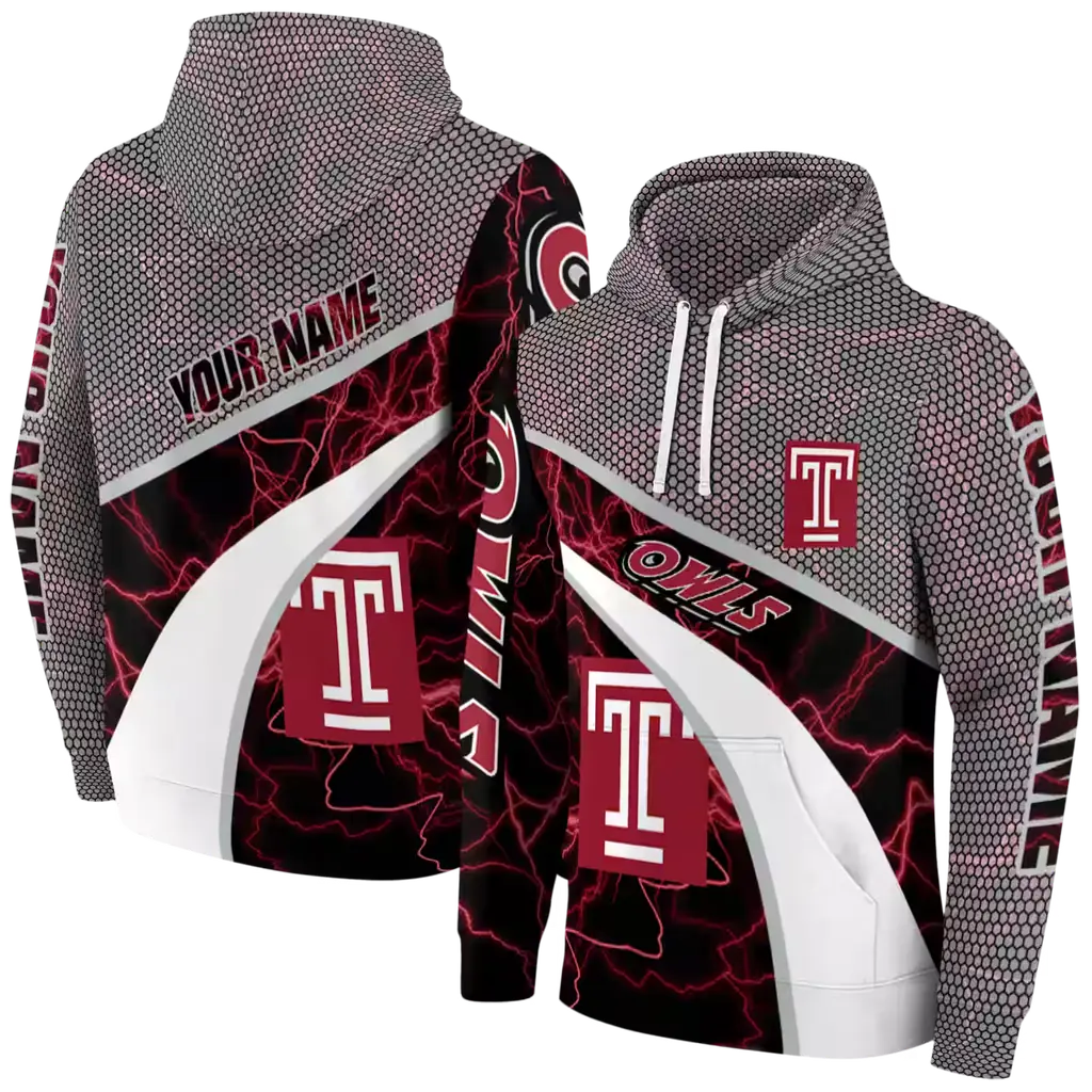 personalized temple owls hexagonal mesh red black gray hoodie fashion forward personalized temple owls hexagonal mesh red black gray hoodie fashion forward