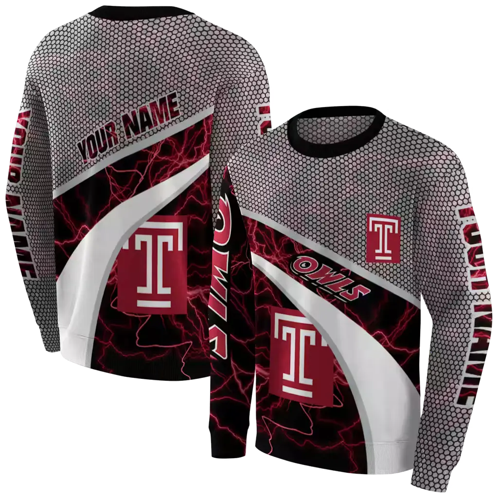 personalized temple owls hexagonal mesh red black gray hoodie premium grade personalized temple owls hexagonal mesh red black gray hoodie premium grade