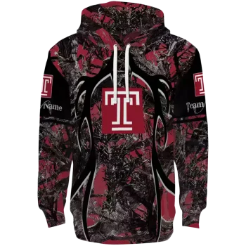 personalized temple owls hunting theme red black hoodie best selling