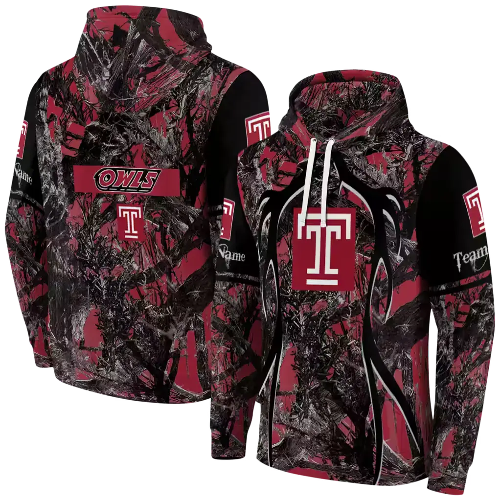 personalized temple owls hunting theme red black hoodie fashion forward personalized temple owls hunting theme red black hoodie fashion forward