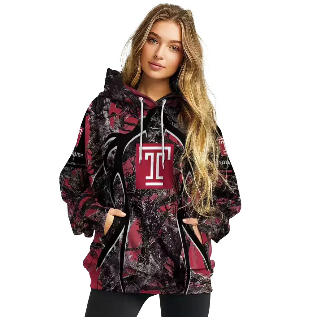 personalized temple owls hunting theme red black hoodie high quality personalized temple owls hunting theme red black hoodie high quality