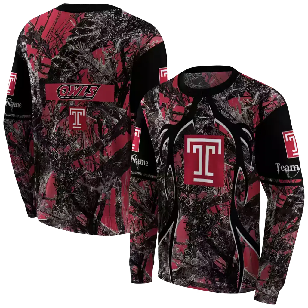 personalized temple owls hunting theme red black hoodie premium grade personalized temple owls hunting theme red black hoodie premium grade