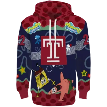 personalized temple owls spongebob patrick star red navy hoodie best selling
