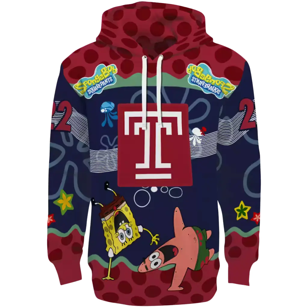 personalized temple owls spongebob patrick star red navy hoodie best selling personalized temple owls spongebob patrick star red navy hoodie best selling