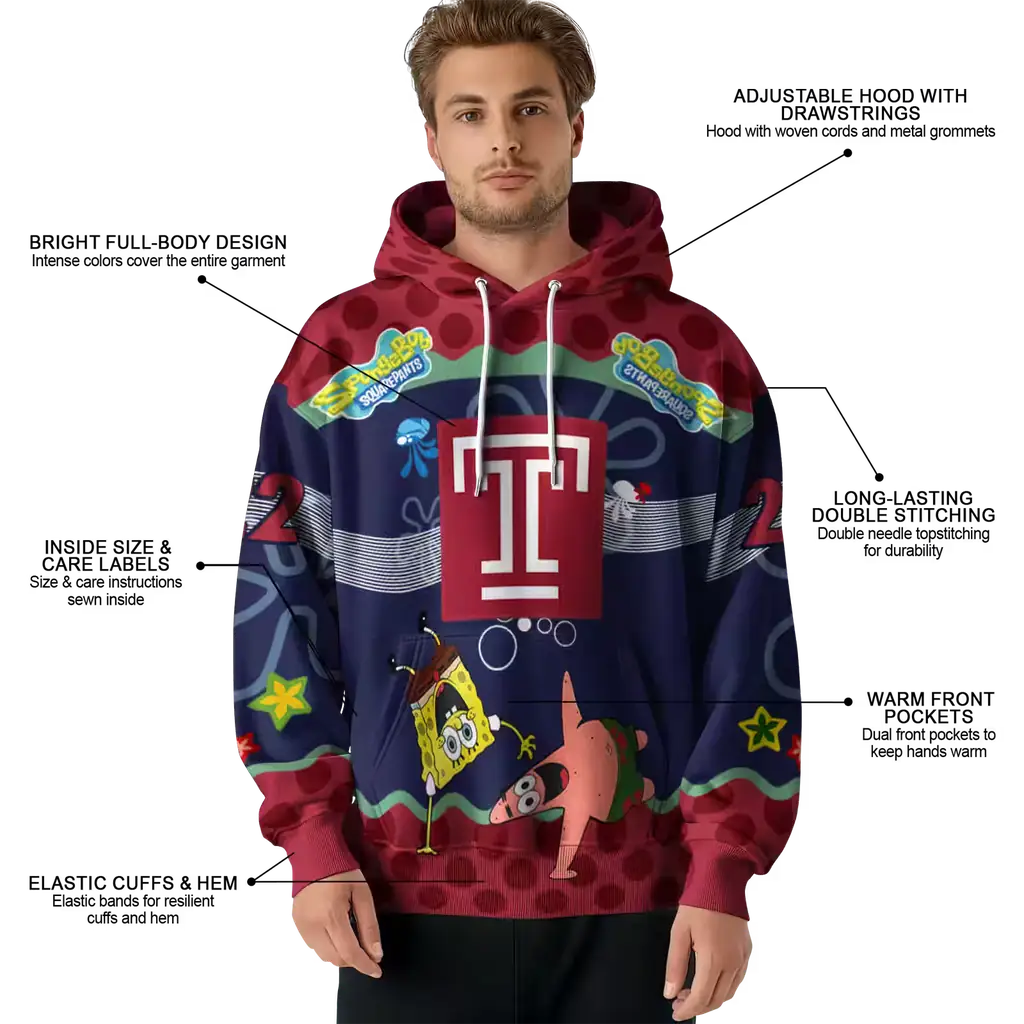 personalized temple owls spongebob patrick star red navy hoodie latest model personalized temple owls spongebob patrick star red navy hoodie latest model