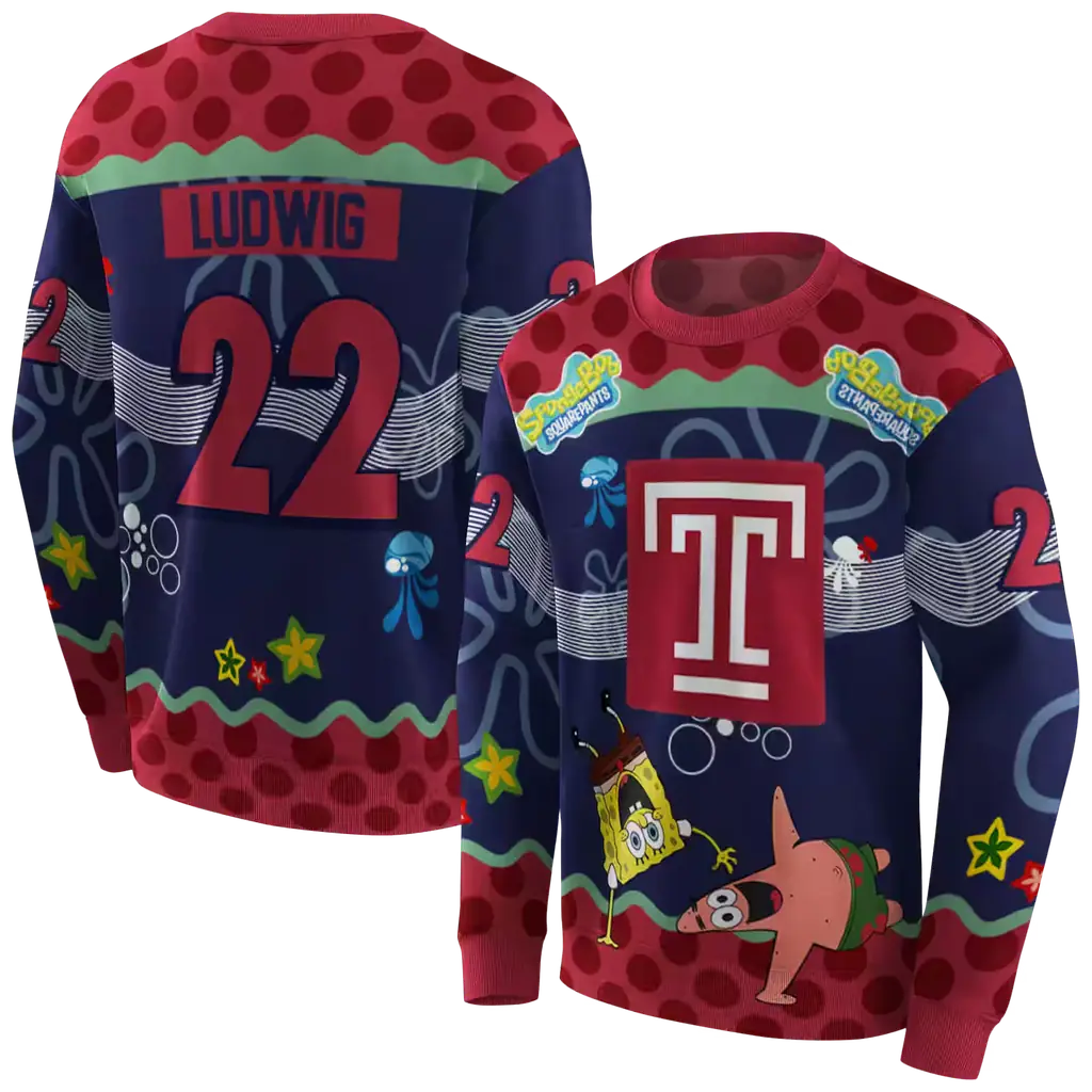 personalized temple owls spongebob patrick star red navy hoodie premium grade personalized temple owls spongebob patrick star red navy hoodie premium grade