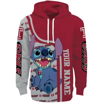 personalized temple owls stitch red hoodie best selling