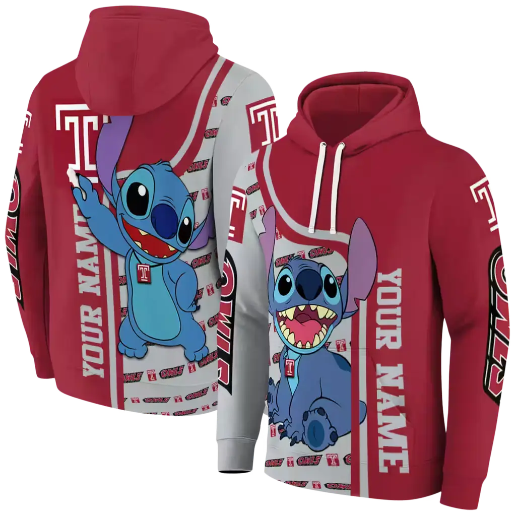 personalized temple owls stitch red hoodie fashion forward personalized temple owls stitch red hoodie fashion forward