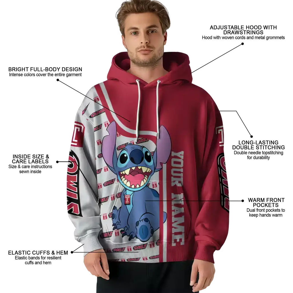 personalized temple owls stitch red hoodie latest model personalized temple owls stitch red hoodie latest model