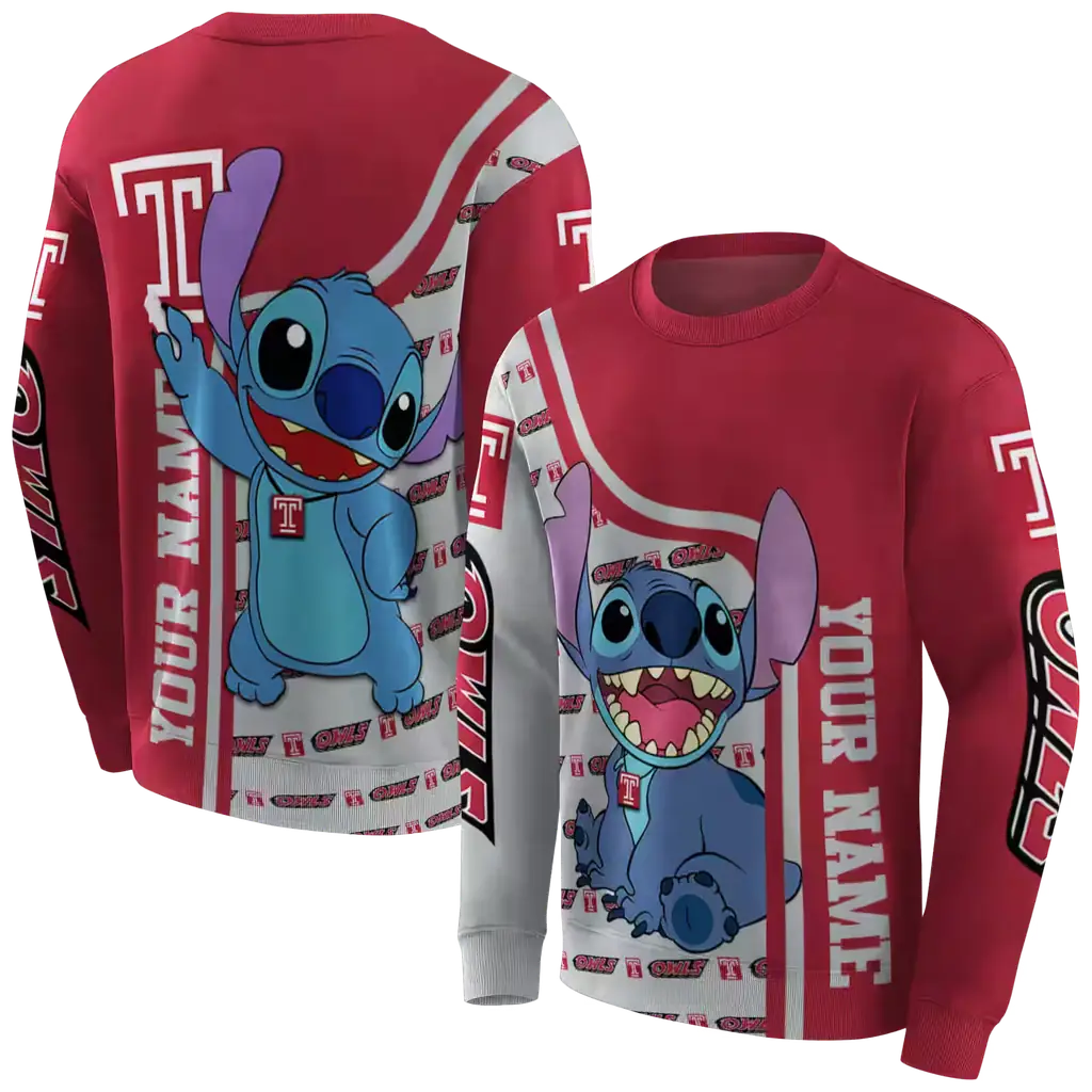 personalized temple owls stitch red hoodie premium grade personalized temple owls stitch red hoodie premium grade