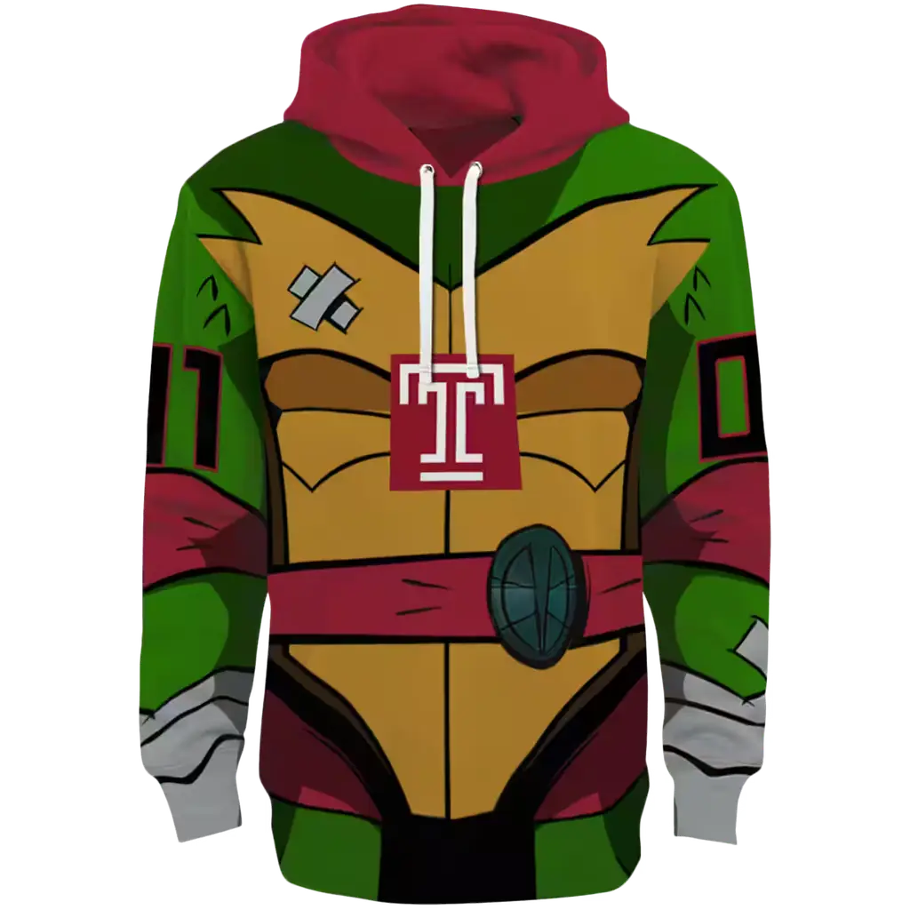 personalized temple owls superhero armor red green hoodie best selling personalized temple owls superhero armor red green hoodie best selling