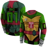personalized temple owls superhero armor red green hoodie best selling