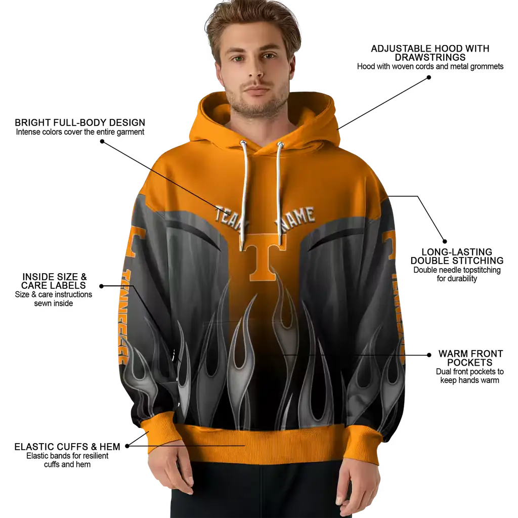 personalized tennessee volunteers flame design orange hoodie latest model personalized tennessee volunteers flame design orange hoodie latest model
