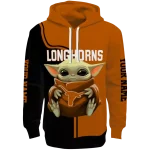 personalized texas longhorns baby yoda orange black hoodie best selling