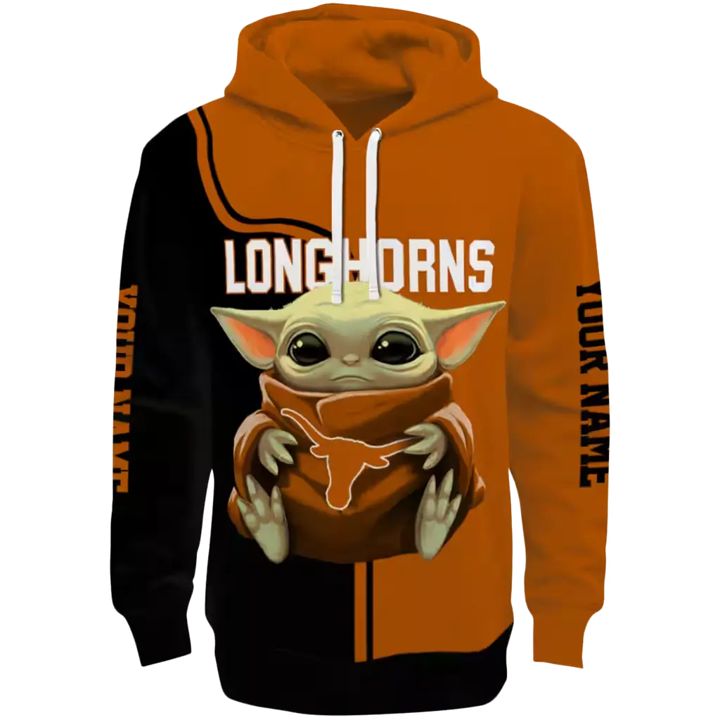 personalized texas longhorns baby yoda orange black hoodie best selling personalized texas longhorns baby yoda orange black hoodie best selling