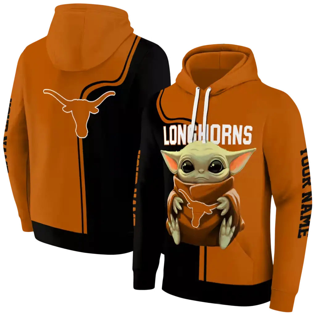 personalized texas longhorns baby yoda orange black hoodie fashion forward personalized texas longhorns baby yoda orange black hoodie fashion forward