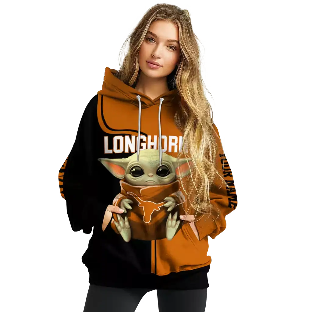 personalized texas longhorns baby yoda orange black hoodie high quality personalized texas longhorns baby yoda orange black hoodie high quality