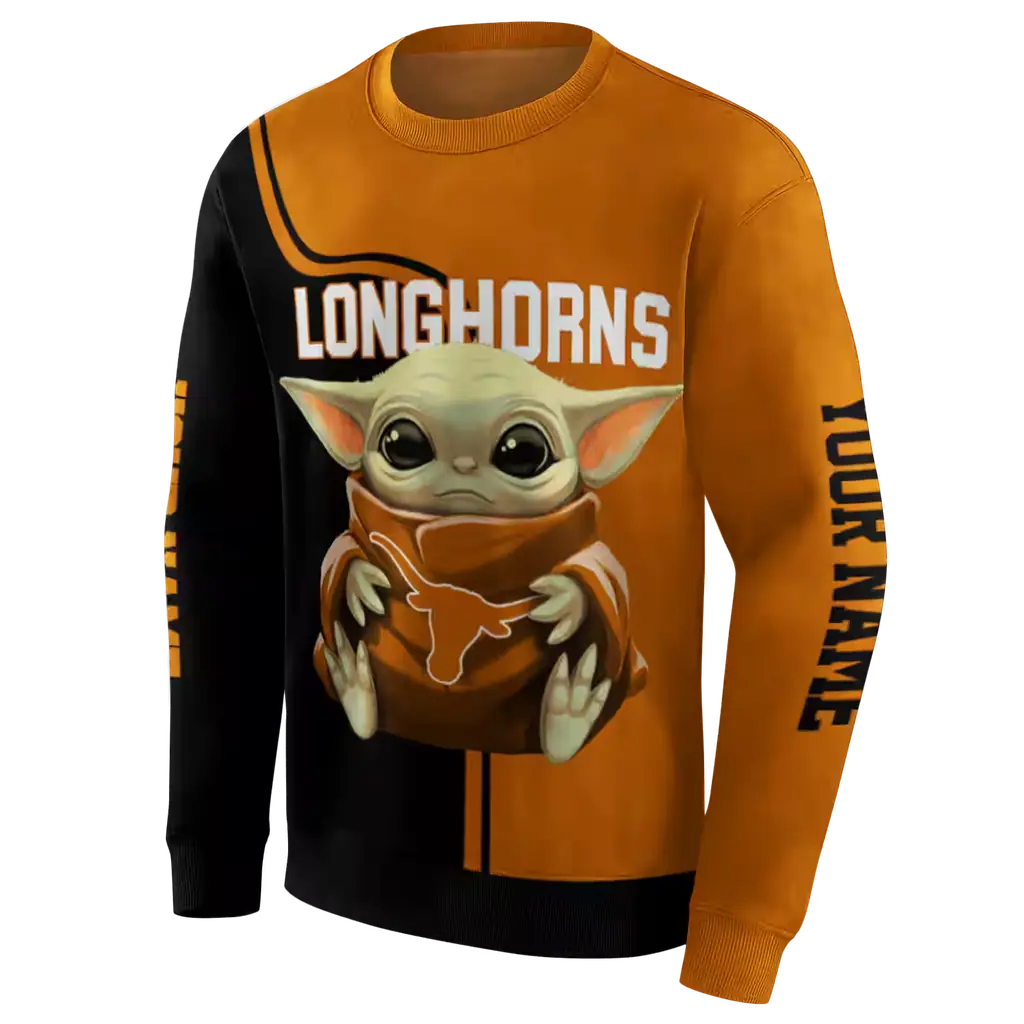 personalized texas longhorns baby yoda orange black hoodie new arrival personalized texas longhorns baby yoda orange black hoodie new arrival