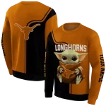 personalized texas longhorns baby yoda orange black hoodie best selling