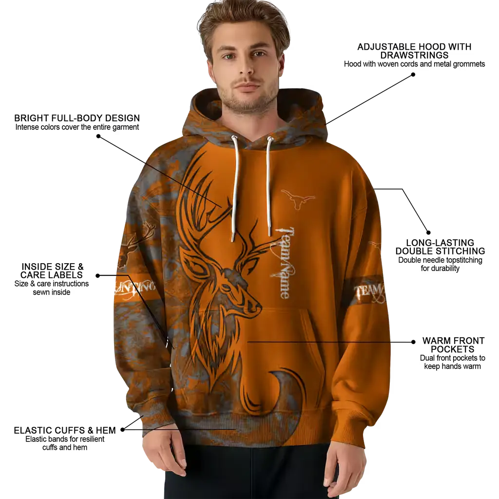 personalized texas longhorns deer silhouette orange hoodie latest model personalized texas longhorns deer silhouette orange hoodie latest model