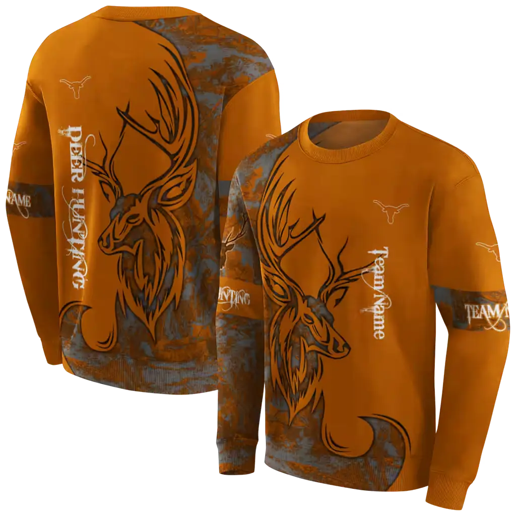personalized texas longhorns deer silhouette orange hoodie premium grade personalized texas longhorns deer silhouette orange hoodie premium grade