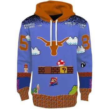 personalized texas longhorns mario blue black hoodie best selling