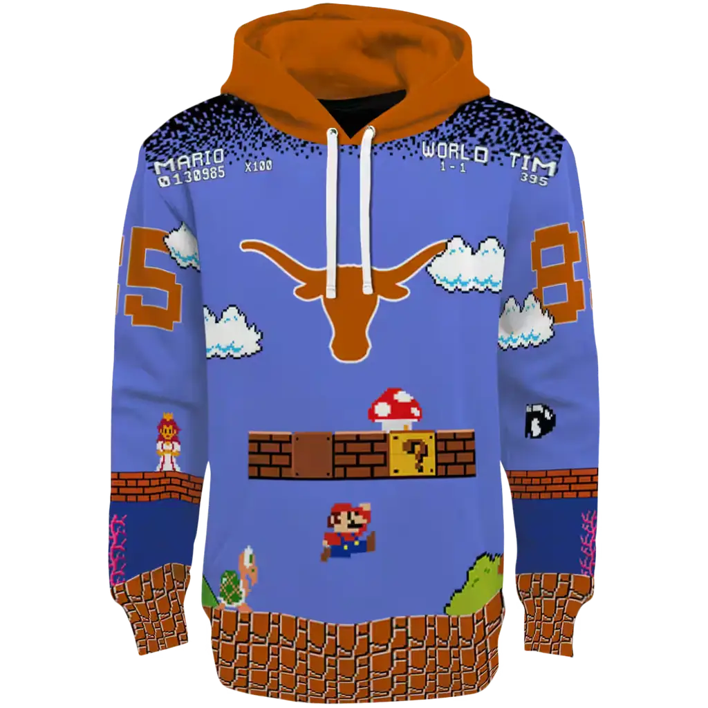 personalized texas longhorns mario blue black hoodie best selling personalized texas longhorns mario blue black hoodie best selling