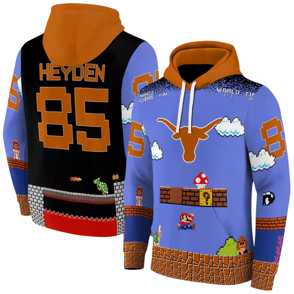 personalized texas longhorns mario blue black hoodie fashion forward personalized texas longhorns mario blue black hoodie fashion forward