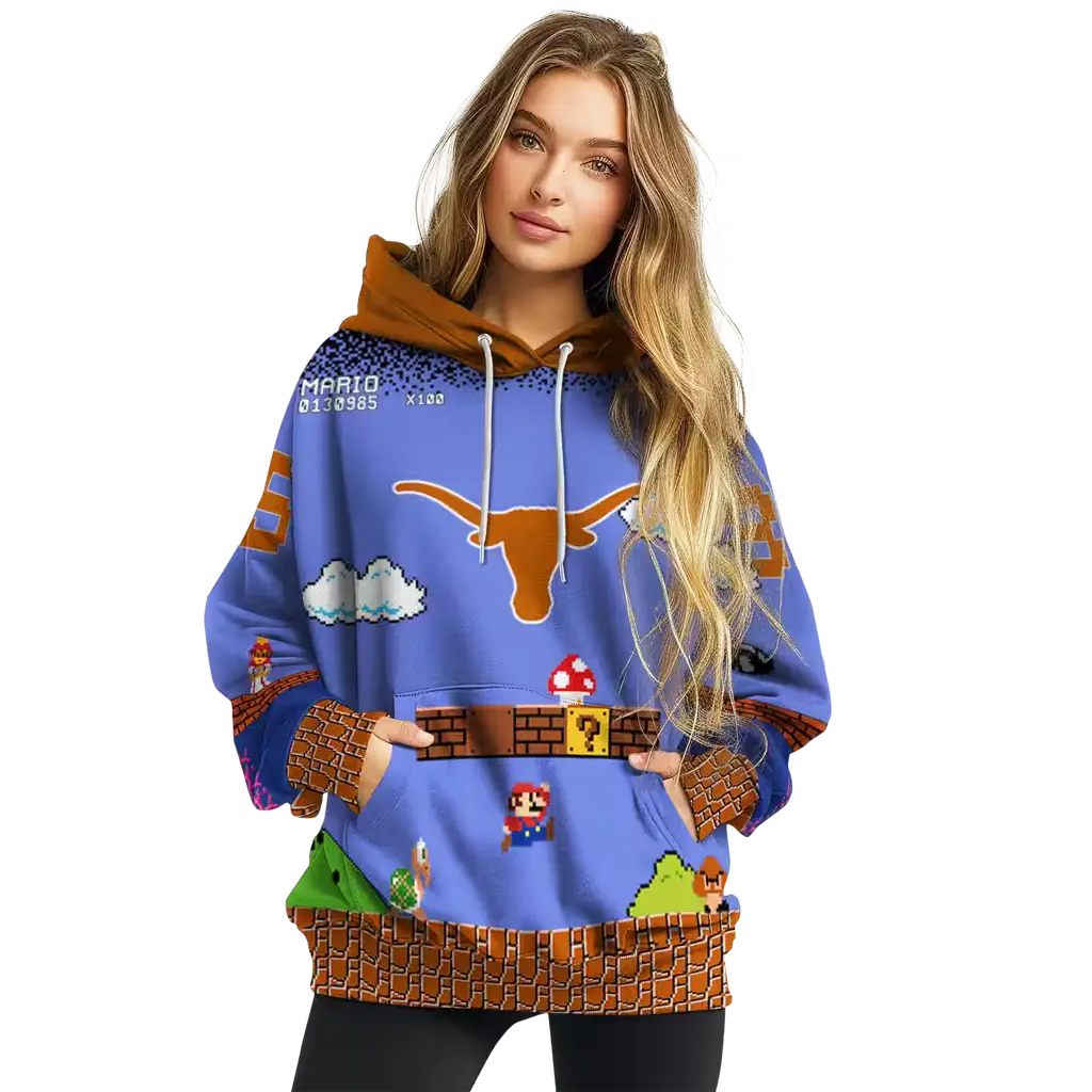 personalized texas longhorns mario blue black hoodie high quality personalized texas longhorns mario blue black hoodie high quality