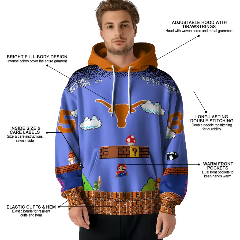 personalized texas longhorns mario blue black hoodie latest model personalized texas longhorns mario blue black hoodie latest model