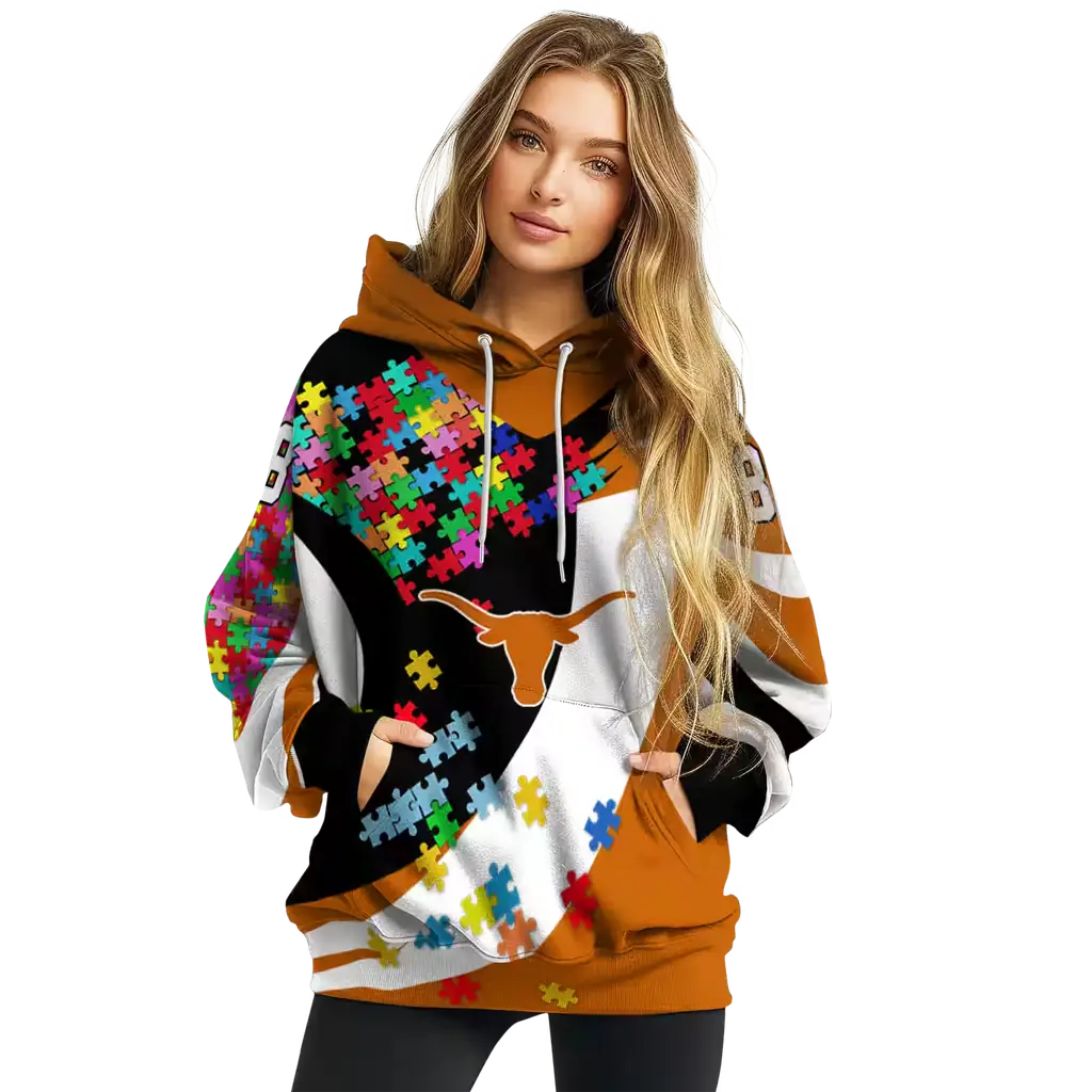 personalized texas longhorns puzzle pieces orange hoodie high quality personalized texas longhorns puzzle pieces orange hoodie high quality