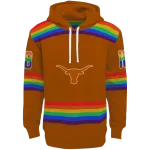personalized texas longhorns rainbow stripes orange hoodie best selling