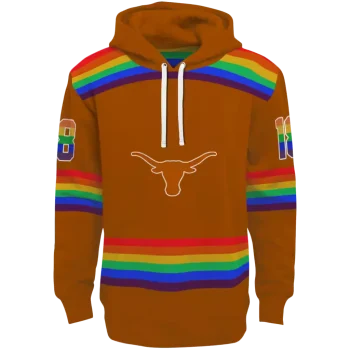 personalized texas longhorns rainbow stripes orange hoodie best selling