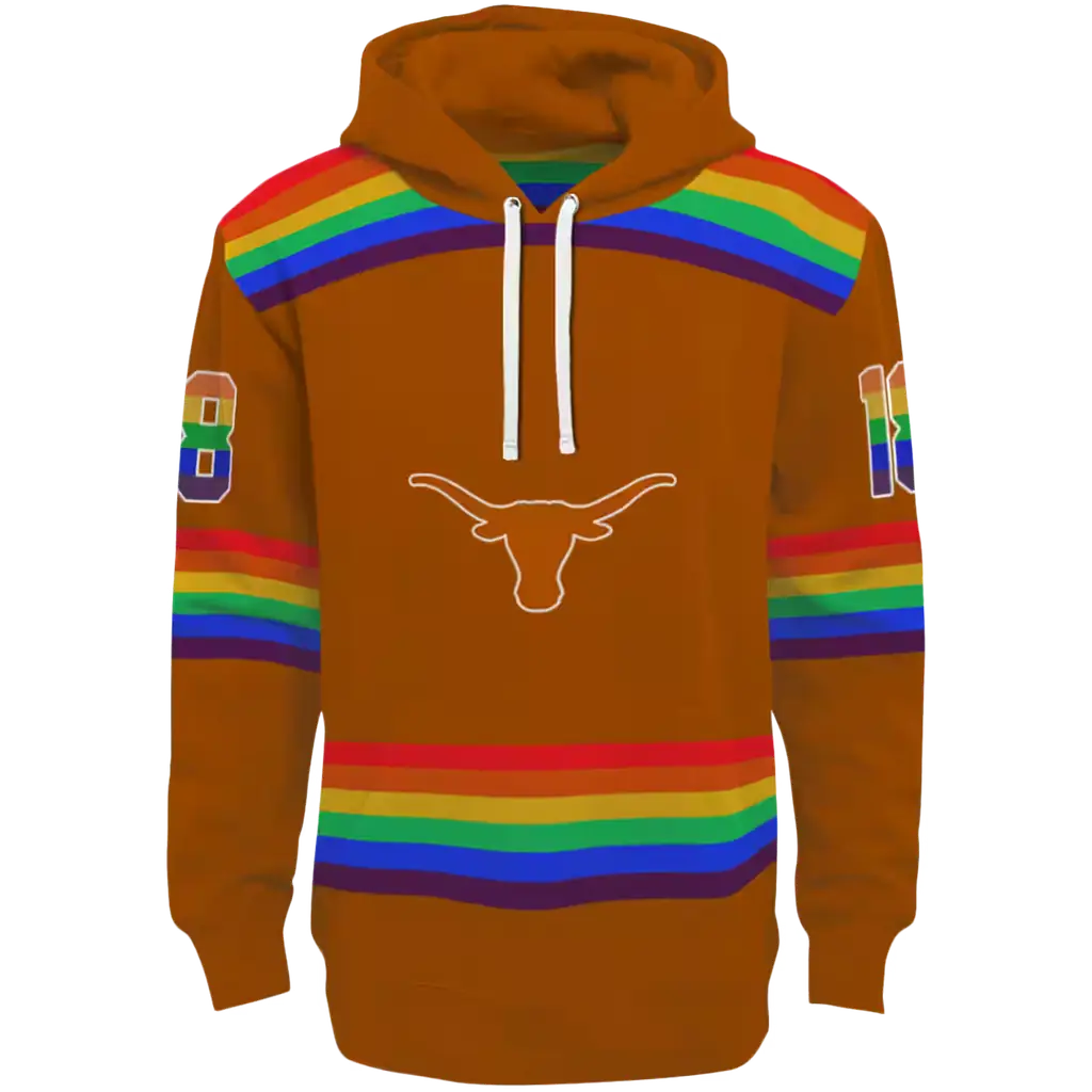 personalized texas longhorns rainbow stripes orange hoodie best selling personalized texas longhorns rainbow stripes orange hoodie best selling