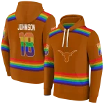 personalized texas longhorns rainbow stripes orange hoodie best selling