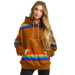 personalized texas longhorns rainbow stripes orange hoodie best selling