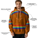 personalized texas longhorns rainbow stripes orange hoodie best selling