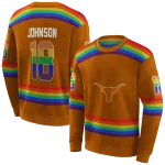 personalized texas longhorns rainbow stripes orange hoodie best selling