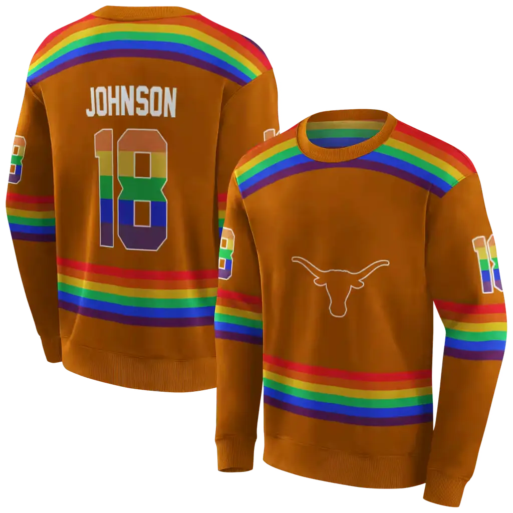 personalized texas longhorns rainbow stripes orange hoodie premium grade personalized texas longhorns rainbow stripes orange hoodie premium grade