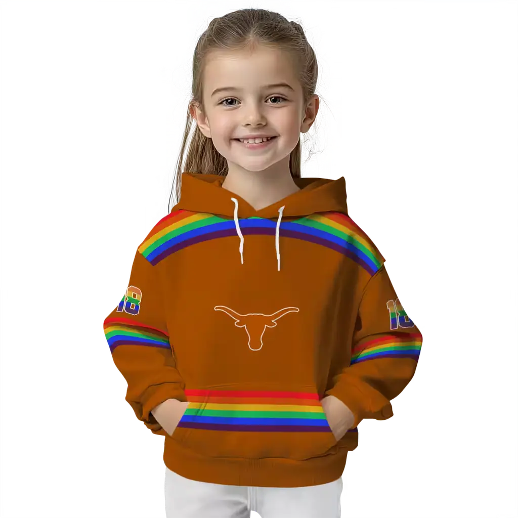 personalized texas longhorns rainbow stripes orange hoodie top rated personalized texas longhorns rainbow stripes orange hoodie top rated