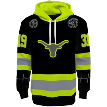 personalized texas longhorns safety motif black neon green hoodie best selling