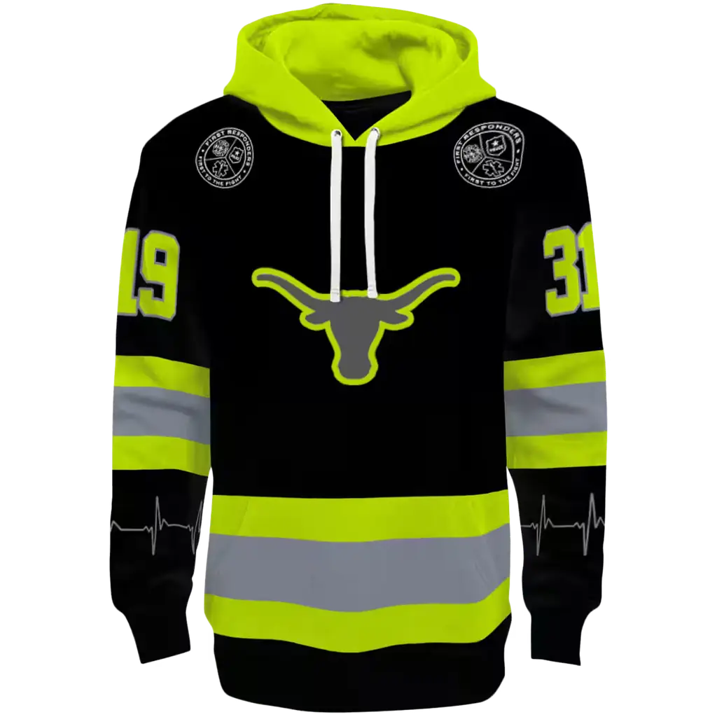 personalized texas longhorns safety motif black neon green hoodie best selling personalized texas longhorns safety motif black neon green hoodie best selling