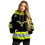 personalized texas longhorns safety motif black neon green hoodie best selling