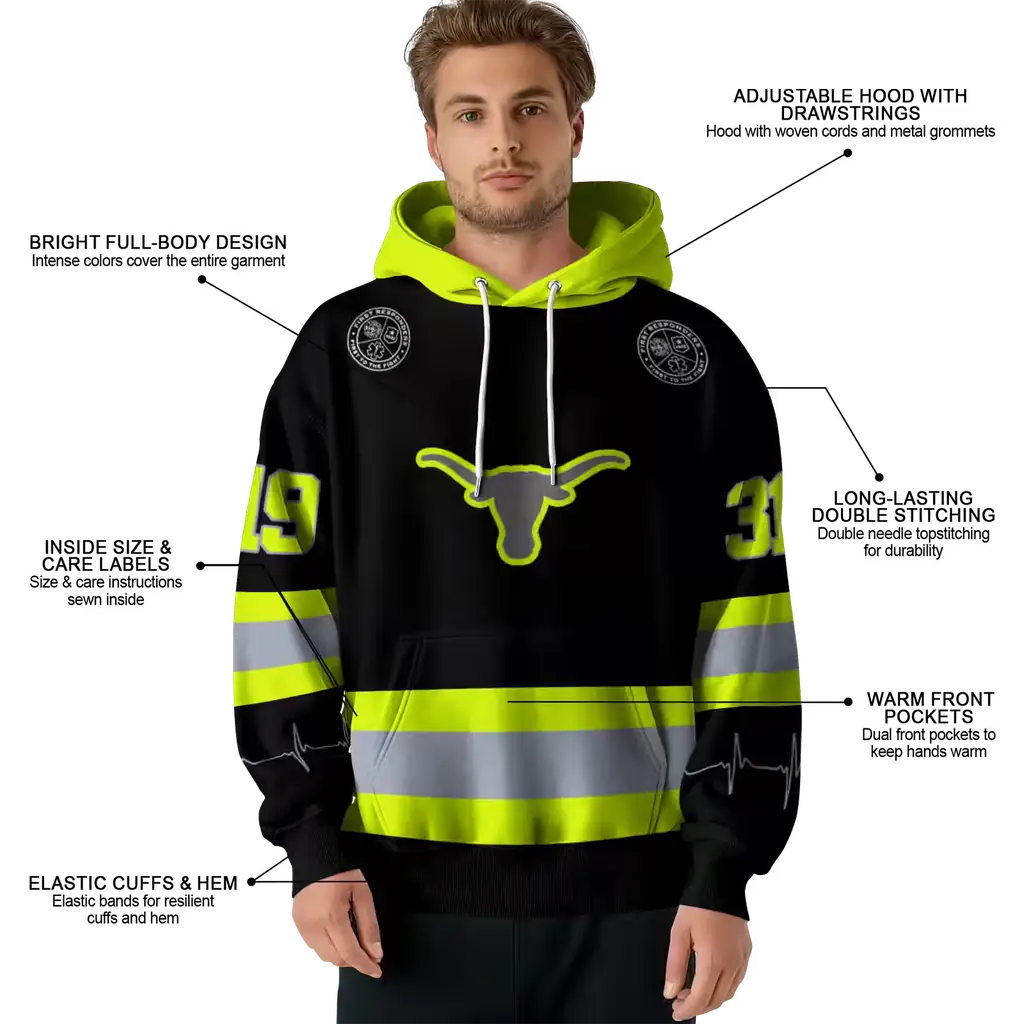 personalized texas longhorns safety motif black neon green hoodie latest model personalized texas longhorns safety motif black neon green hoodie latest model