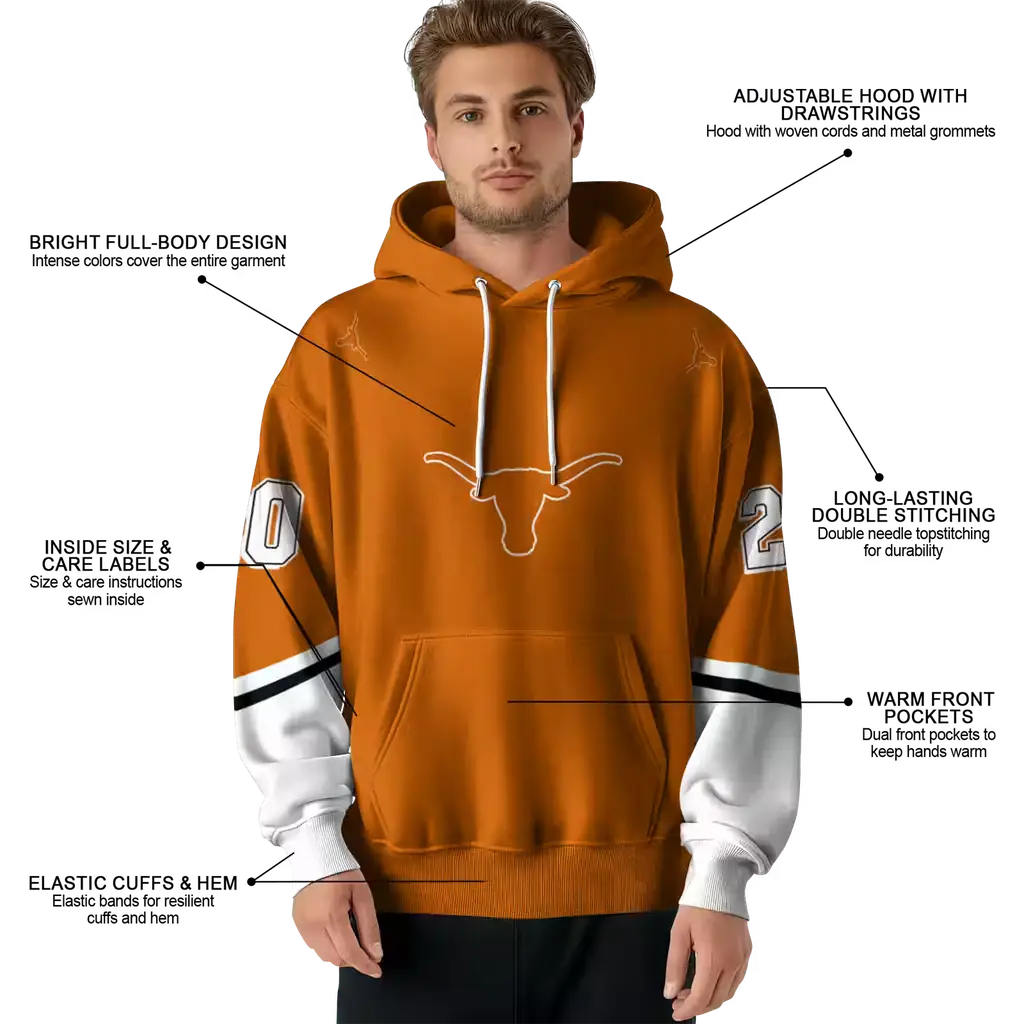 personalized texas longhorns striped sleeves orange hoodie latest model personalized texas longhorns striped sleeves orange hoodie latest model