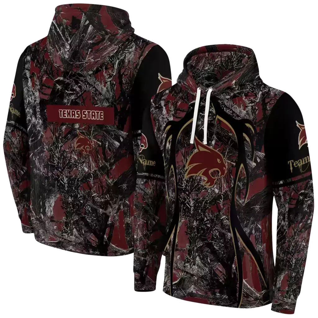 personalized texas state bobcats hunting theme maroon black hoodie fashion forward personalized texas state bobcats hunting theme maroon black hoodie fashion forward