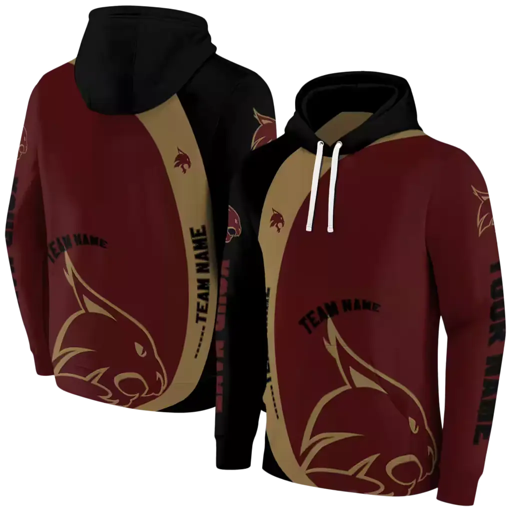personalized texas state bobcats minimalist design maroon black hoodie fashion forward personalized texas state bobcats minimalist design maroon black hoodie fashion forward