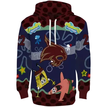 personalized texas state bobcats spongebob patrick star maroon navy hoodie best selling