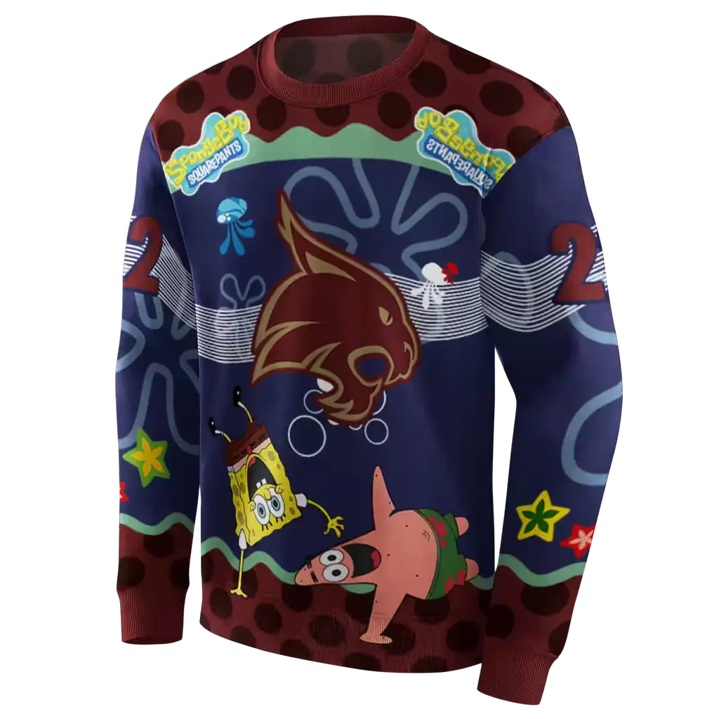 personalized texas state bobcats spongebob patrick star maroon navy hoodie new arrival personalized texas state bobcats spongebob patrick star maroon navy hoodie new arrival