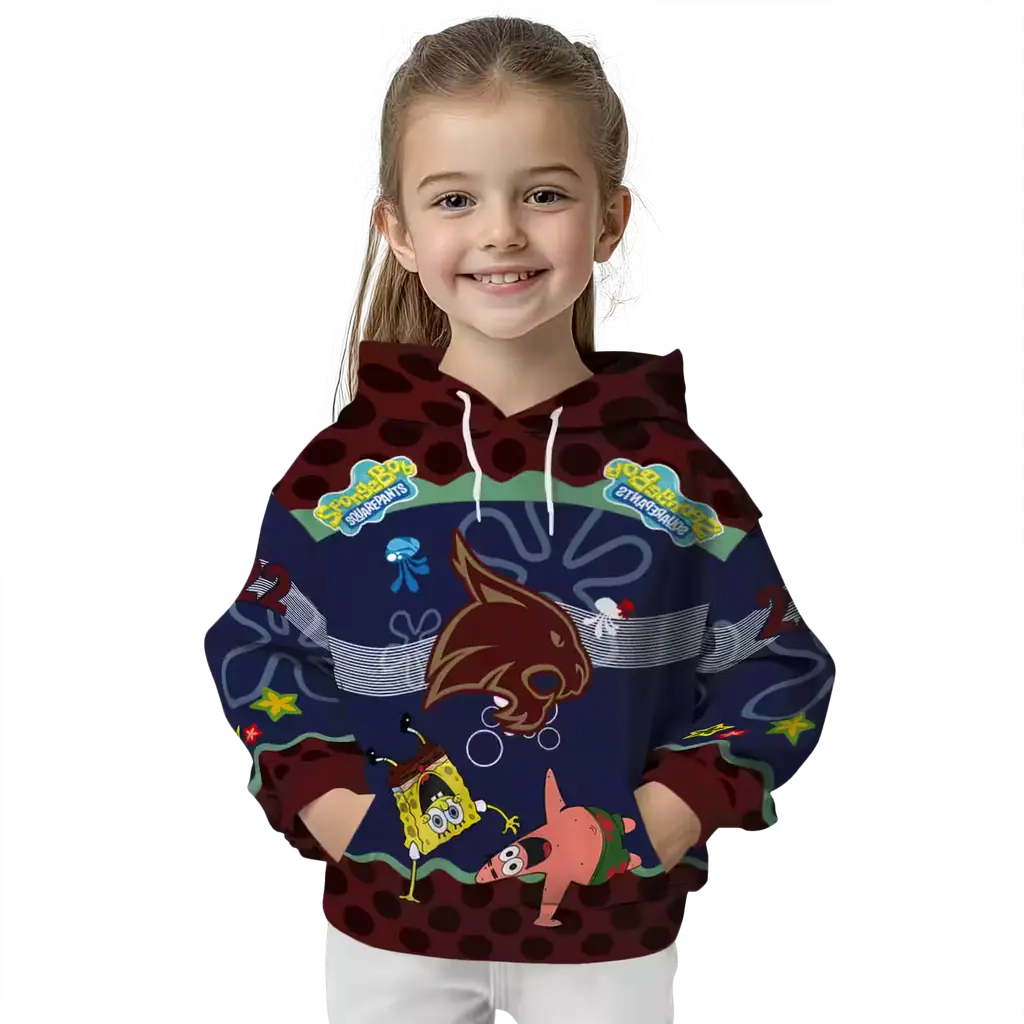 personalized texas state bobcats spongebob patrick star maroon navy hoodie top rated personalized texas state bobcats spongebob patrick star maroon navy hoodie top rated